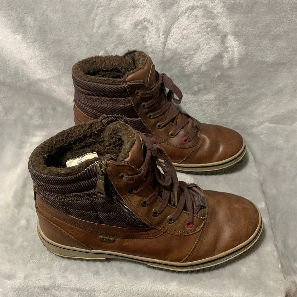 Pajar Boots Men's Brown Leather‎ Insulated Waterproof Winter Snow Boots